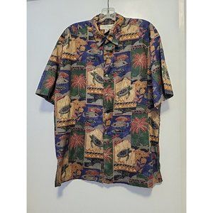 Tori Richard Honolulu Cotton Lawn Hawaiian Shirt Turtle Print Men's Size M
